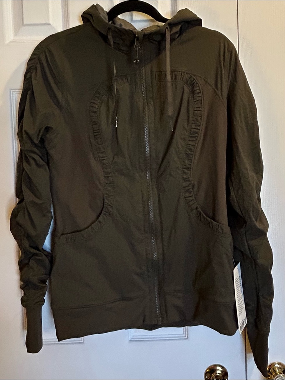 NWT Lululemon Reversible Dance Studio Olive Green Hooded Zip Jacket - Size 10